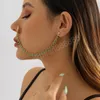 Sexy Fake Piercing Nose Ring Chain for Women Ethnic Long Tassel Crystal Clip Earrings Geometric Body Jewelry Accessories