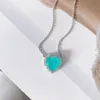 Ketten Paraiba Herz Halskette S925 Sterling Silber 10 Seewasser Blau Fashion MatchChains