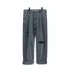 Men's Jeans S-5XL Grey/Blue Ripped Men Fashion Retro Straight Streetwear Loose Hip Hop Hole Denim Pants Mens TrousersMen's