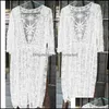 Sarongs Scarves Wraps Hats Gloves Fashion Accessories White Mesh Er Embroidery Lace Beach Up Vestido Playa Kaftan Robe De Plage Pareo Bik