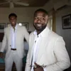 Smoking da sposa beige 2022 Abiti estivi da spiaggia da uomo in lino Abbigliamento da sposo Boho Party Abiti formali da bestman Blazer Holiday Engagement