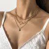 Set di collana con ciondolo a forma di cuore vuoto con nettarina a goccia retrò Set di collane con clavicola a catena con perline a forma di croce da donna Gioielli per ragazza