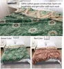 Mantas de algodón suave boho manta colcha para la cama muselina verde impreso