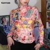 Estetyka siatki Tops Fairycore Graphic Tshirts Zobacz przez Kawaii Pink Crop Tops Korean Manga Print T-shirt E Girl CX220420
