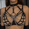 NXY BANDAGE SEXY HARNESS 체인 벨트 여성용 란제리 BDSM 브래지어 케이지 속박 본체 가슴 하네스 펑크 가터 벨트 서식기 220507