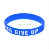 Charm Bracelets Jewelry Fashion Never Give Up Letter Sile For Women Men Sports Inspirational Wristband Bangle In Bk Drop Delivery 2021 Kox4B