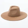 Wide Brim Porkpie Fedora Hat Camel Black 100% Wool Hats Men Women Crushable Winter Hat Derby Wedding Church Jazz Hats