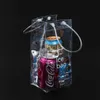 Bolsa de vinho de gelo portátil dobrável lixo transparente embalagem PVC Sacos de bolsa à prova de vazamentos com alça de transporte para vinhos de cerveja gelada de champanhe bebidas refrigeradas DH8570