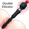 AV Vibrator för kvinnor Magic Wand G Spot Massager Double Dildo Anal Pärlor Klitoris Stimulator Vuxna Sexig leksak Kvinnlig Masturbator