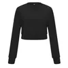 Fashion Oversized Hoodie Ladies Sexy Solid Color Cropped Top Casual Long Sleeve Sweater 220812