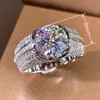 Mode Damen Diamantschmuck Herren Silber Kristall Ringe Hochzeit Verlobungsring für Frauen