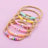 Bohemian Colorful Clay Bracelets For Women Summer Beach Beaded Charm Bracelet Elastic Soft Pottery Bracelets Jewelry Gifts