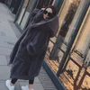 Women faux fur long coat fashion hooded fur jacket outwear zipper up extra long streetwear overcoat loose oversized winter clothes