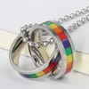 New Rainbow Stainless Steel Circle Pride Gay Necklace Men Fashion Couple Unisex Pendant Chain High Quality Jewelry Gifts