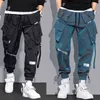 Pantalones Cargo láser para hombre, primavera 2022, Hip Hop, pantalones multibolsillo, ropa de calle de moda, pantalones de chándal sólidos, trajes casuales para hombre, pantalones G220507