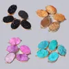 Collane con ciondolo Natural Druzy Agates Connettore Charm Irregolare Metallo placcato oro Connettori a doppio foro per creazione di gioielli fai-da-tePendant