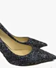 Designer black gold silver 8.5cm sequins heels shoes genuine leather sole pointed toes classic must have lamb skin