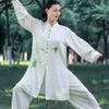 Ropa étnica blanca tai chi traje de uniforme de wushu disfraces de rendimiento de wushu