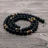 Pendanthalsband 2022 Fashion Black Onyx och Tiger Eye Stone Men Beaded Necklace Natural For AU-02 ELLE22