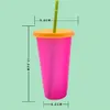 UPS 24oz Plastic Color Changing Cup tumblers PP Material Temperature Sensing Cups Magic 700ml Tumbler With Lid And Straw Drinking Mug Fashion