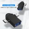 2 em 1 Adaptador OTG USB 3.0 Feminino para Micro USB Masculino e Tipo C Liga de Alumínio em The Go Converter Xiaomi Samsung Huawei Smartphone