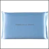 Pillow Case Bedding Supplies Home Textiles Garden Ll Silk Satin Pillowcase Mticolor Ice Zipper C Dh0Q2