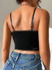 Kadın Tankları Camis Dantel Birleştirme Camisole Düz Renk Seksi Derin V-Yok Spagetti Kayışı İnce-Fit Vahşi Yaz Kadın Moda Nef Sling