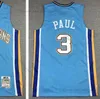 Retro Jersey Basquete Chris 3 Paul Jerseys Ed Branco Azul Preto 05-06 10-11