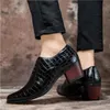 Men High Heel shoes Formal Leather Brown Loafers Dress Fashion Casual Shoes Zapatos Hombre