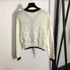 Kvinnors tröjor Designer Kvinnor Wool Knits Tops med brevbroderier Girls Milan Runway Folds Crop Top Shirt High End Long Sleeve Akf0