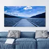 Dock at Antler Beach Posters and Prints Wall Art Canvas Painting Wooden Bridge Landscape Pictures for Living Room Decor No Frame