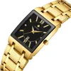 Wwoor 8858 Men Gold Watch Quartz Stainls Steel waterdichte polshorloge Busins ​​Men Square Sport Watch Hoge kwaliteit