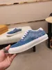 Sapatos de grife masculinos de alta qualidade em couro estampado com letras azuis de luxo para festas masculinas tênis casuais esportivos com caixa