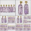 Konst och hantverk 41x17x11mm Retro Amethyst Natural Stone Charms Pelar Pendant Wholesale Diy Necklace Jewelry Making Sports2 Sports2010 DHQLW