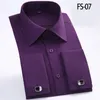 Aoliwen brand men French cuff shirt long sleeve Flannel large size 6XL High quality solid color dress smart casual 220322