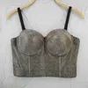 Jesień Zima Złoty Szczupły Seksowny Klub Nightclub Dance Performance Kamizelka Rozmiar Zawijający Rim Outer Nosić Kobiety Bustier Crop Tops 220316