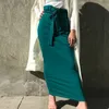 Зимняя осень высокая талия женские юбки мусульманские кнопки bodycon оболочка длинная юбка femme сексуальный карандаш сплошная уличная одежда GV799 220401