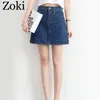 Zoki Sexy Kobiety Denim Mini Spódnica Moda Lato Wysoka Talia Koreański Czarny Niebieski Pakiet Hip Jeans Harajuku Plus Rozmiar bawełna 220317