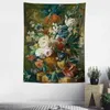 Tapis mural avec peinture à l'huile, fleurs de tulipes et oiseaux, décoration de jardin bohème, tissu de chambre J220804