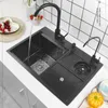 Lavello da cucina Nano Cup Washer in acciaio inossidabile multifunzione con pattumiera barra a fessura singola nascosta con piastra di copertura