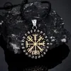 Pendentif Colliers Classique Norse 24 Runes Viking Boussole Hommes Amulette Vegvisir Chaîne En Acier Inoxydable Islandais Mâle Bijoux CadeauxPendentif