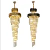 2022 preto / ouro novo design grande decorativo tetos altos candelabros sala de estar cromo lâmpada pingente espiral escada lng moderno cristal de luxo