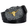 Belts Ox Head Biflelel Genuine Leather Luxury Luxury for Men Fashion Animal Patternbes