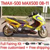 Yamaha için enjeksiyon kalıp gövdesi TMAX-500 MAX-500 T 08-11 gövdeli 32no.8 Tmax Max 500 Tmax500 MAX500 08 09 10 11 XP500 2008 2009 2011 2011 Fairings Sarı Siyah