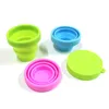 Silicone portable rétractable pliable eau pliable boissonnerie tasse de voyage extérieur télescopique thermospopique souple souple tasse de buvette avec couvercle 170 ml de couleurs de bonbons