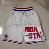All-star Western Basketball Short Real Embroidered Pocket Shorts JUST DON Mitchell and Ness With 4 Pocket Zipper Sweatpants Mesh Sport Pants