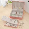 Jewelry Box Necklace Ring Storage Organizer Double Layers Large Capacity PU Leathers Jewelry Display Case with Removable Tray for Women Girls