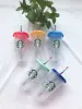 Web celebrity Tik Tok mermaid starbucks 24oz 710ml plastic tumbler reusable clear drinking flat bottom cup pillar shape lid straw mug bardian dhl free Mugs