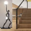 Golvlampor Nordisk konstskulpturlampa El Villa Shopping Mall Lobby Living Room Creative Human Body Designer Porträtt Decoration Floor