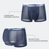 MiiOW 3Pcs Sexy Mesh Men Boxer Underwear Graphene Antibacterial Male Panties Ice Silk Underpants Breathable 4XL Boxershort 220423